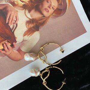 🆕 Alexis Bittar Cultured Freshwater Pearl CharmHoop Earrings  🌟CCO Price